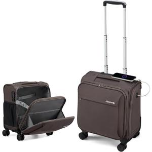 Hanke 16 Inch Underseat Carry On Luggage with Wheels Small Suitcase Softside Luggage Bags for Travel Lightweight Suitcases with Wheels Travel Luggage Personal Item for Men and Women.(Coffee)