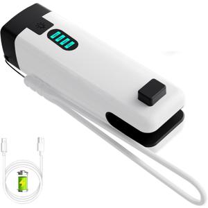 HSLGOVE 3-IN-1 Mini Bag Sealer, Rechargeable Bag Sealer Heat Seal with Cutter, Flash-light and Magnet Mini Bag Resealer Machine for Plastic Bags Snack Bags-Beigewhite