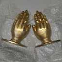 JUCONSIN Hands Bookends, Prayer Hand Decorative Bookends Unique Gold Book Ends Heavy Duty Cast Iron Bookends for Shelves Decorative