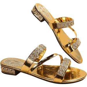 GORGLITTER Women's Gold Strappy Wedge Sandals 2025 Dressy Summer Sparkly Shoes Gold 8.5
