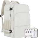 Sinaliy Travel Backpack, Carry on Flight Approved Backpack with Multi-Pockets, TSA Waterproof 17.3inch Laptop Backpack, Personal Item Travel Bag for Men Women, Beige (X-Large)