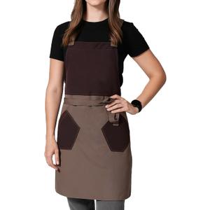 Chef Aprons for Men Women with 2 Pockets Professional Adjustable Cotton Kitchen Grill Apron for Cooking BBQ Baking (Brown/Wine Red)