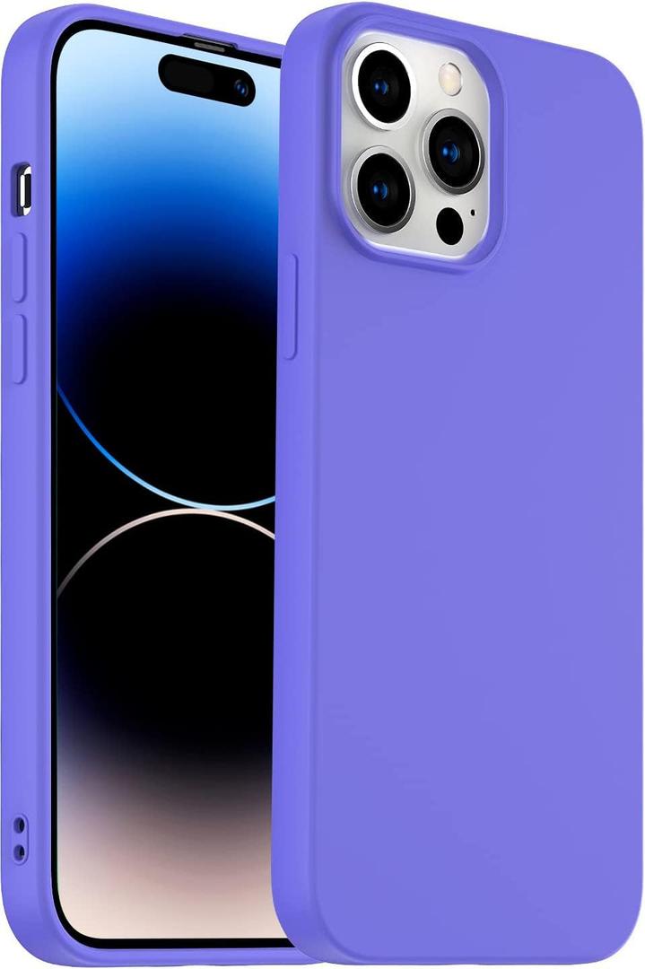 Designed for iPhone 14 Pro Max Case, Silicone Ultra Slim Shockproof Phone Case with Soft Anti-Scratch Microfiber Lining, [Enhanced Camera Protection] 6.7 inch (Purple)
