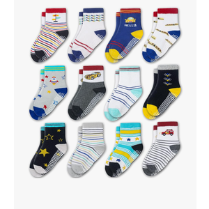 Evercute Toddler Girls Grip Socks 12 Pack Boys Non Slip Socks for Kids Anti Skid