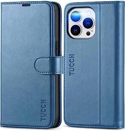 Amazon.com: TUCCH Wallet Case for iPhone 13 Pro 5G, [TPU Shockproof Inner Shell], PU Leather [RFID Blocking] Card Holder Magnetic Stand Protective Cover Compatible with iPhone 13 Pro 6.1-inch 2021, Lake Blue : Cell Phones & Accessories