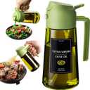CXINYI - 16oz/470ml Olive Oil Dispenser for Kitchen with Stickers - 2 in 1 Olive Oil Sprayer for Cooking, Air Fryer, and Salad, Green (Light-Proof Kitchen Gadget)