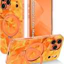 for iPhone 17 Pro Max Case,[Compatible with MagSafe][Magnetic Invisible Ring Stand],Shockproof Protective Slim Women Girl Case for Apple iPhone 17 Pro Max 6.9 inch,Gloden Orange