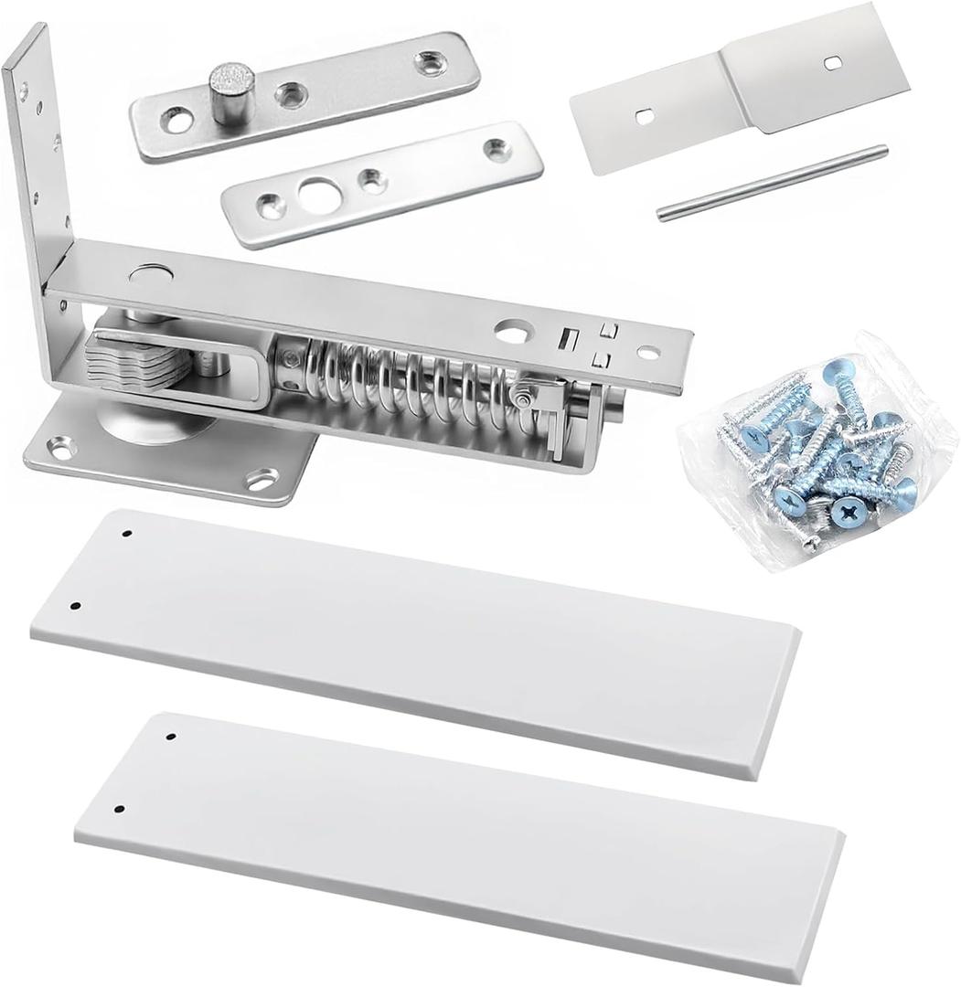Double Action Spring Hinges -Swinging Door Hinge -Pivot Hingewith Cover Plates,with self-Closing and Stop for Wooden DoorsLoad Max 100lb Door