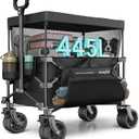 SUNNYFEEL 445L Extra Large Folding Wagon Cart with Canopy, 440 LBS Heavy Duty Collapsible Utility Cart with All-Terrain Wheels, 3-in-1 Portable Wagon for Garden, Groceries, Camping, Beach, Shopping