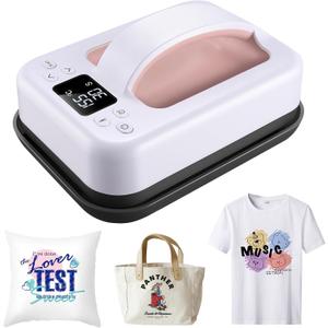 Heat Press Small Heat Press Machine for Heating Transfer, 7  5 inch Portable Easy Press Mini Heat Press for DIY Christmas Gift,T Shirts, Hats, Bags.etc(Pink)