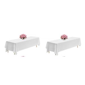 VEVOR White Tablecloths for Rectangle Tables, 2 Pack, 90 x 132 Inches, Reusable and Machine Washable Table Clothes, Wrinkle-Resistant Polyester Fabric Table Covers for Wedding, Party, Banquet