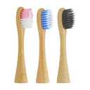 Bamboo Toothbrush Heads Replacement for Lumineux/Boka Sonic Eletric Toothbursh Refill, 3 PCS
