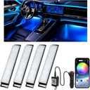 Honalia Car LED Lights Interior, Ambient Lighting Car with Smart APP Control, Multicolor Interior LED Lights with Music Mode for Truck Jeep SUV, DC 12V (4-Lines Cigarette Lighter)