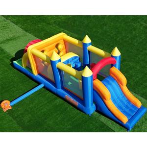 HuaKastro 20.5FT(L) Extended Inflatable Obstacle Course Bounce House for Kids Party Easter Event, with Various Obstacles: Tunnel, Crossing Wall, Jungle, Jumping Area, Climbing Wall and Slide