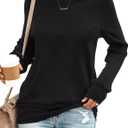 SENSERISE Womens Casual Crewneck Sweatshirt Long Sleeve Solid Color Shirt Soft Lightweight Loose Top,medium