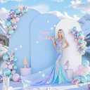 White and Blue Arch Backdrop Cover 6FT 4FT Arch Covers Stretchy Backdrop Set of 2, Wedding Arch Cover Spandex Fitted Double-Color Fabric Arch Covers for Party Baby Shower Birthday Decoration