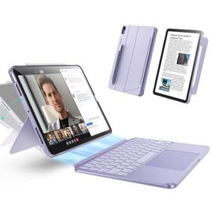 ESR for iPad Air 11" (M3/M2) & 10.9" (5th/4th Gen) Case with Keyboard, Magnetic Detachable Keyboard, Portrait/Landscape Modes, Large Click-Anywhere Trackpad, Backlit Keys, Shift Series, Purple