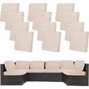12 Pcs Outdoor Cushion Covers, Patio Sofa Cushion Covers Replacement