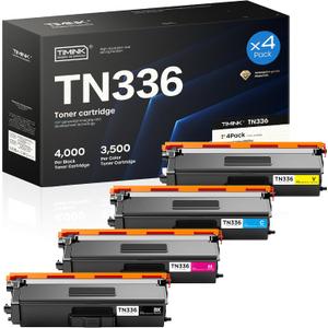 TN336 Toner Cartridge High Yield 4 Pack Replacement for Brother TN 336 331 315 TN-336 TN-331 TN-315 for Brother HL4150CDN HL-L8250CDN HL-L8350CDW HL-L8350CDWT DCP-L8400CDN DCP-L8450CDW (B/C/M/Y)