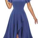 DRESSTELLS Women's Cocktail Dresses 2026, Formal Wedding Guest Prom Party Evening Graduation Hi Low Dress (3X-Large, Greyblue)