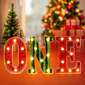 Sweet One In A Melon Birthday Party Decorations,First Birthday Decorations for Girl Watermelon Party,1st Birthday Decorations Girl One Year Old Light Up Sign for Centerpieces Table Backdrop Decor