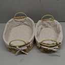 GIB Wicker Storage Baskets for Shelves, Small Wicker Baskets for Organizing, Decorative Natural Paper Rope Woven Serving Baskets Trays with Handle and Liner, Set of 2 (Beige)