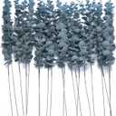 20 PCS Artificial Eucalyptus Stems Faux Eucalyptus Leaves Branches 18.5" Tall Real Touch for Wedding Bouquet Garland Home Decor, Blue
