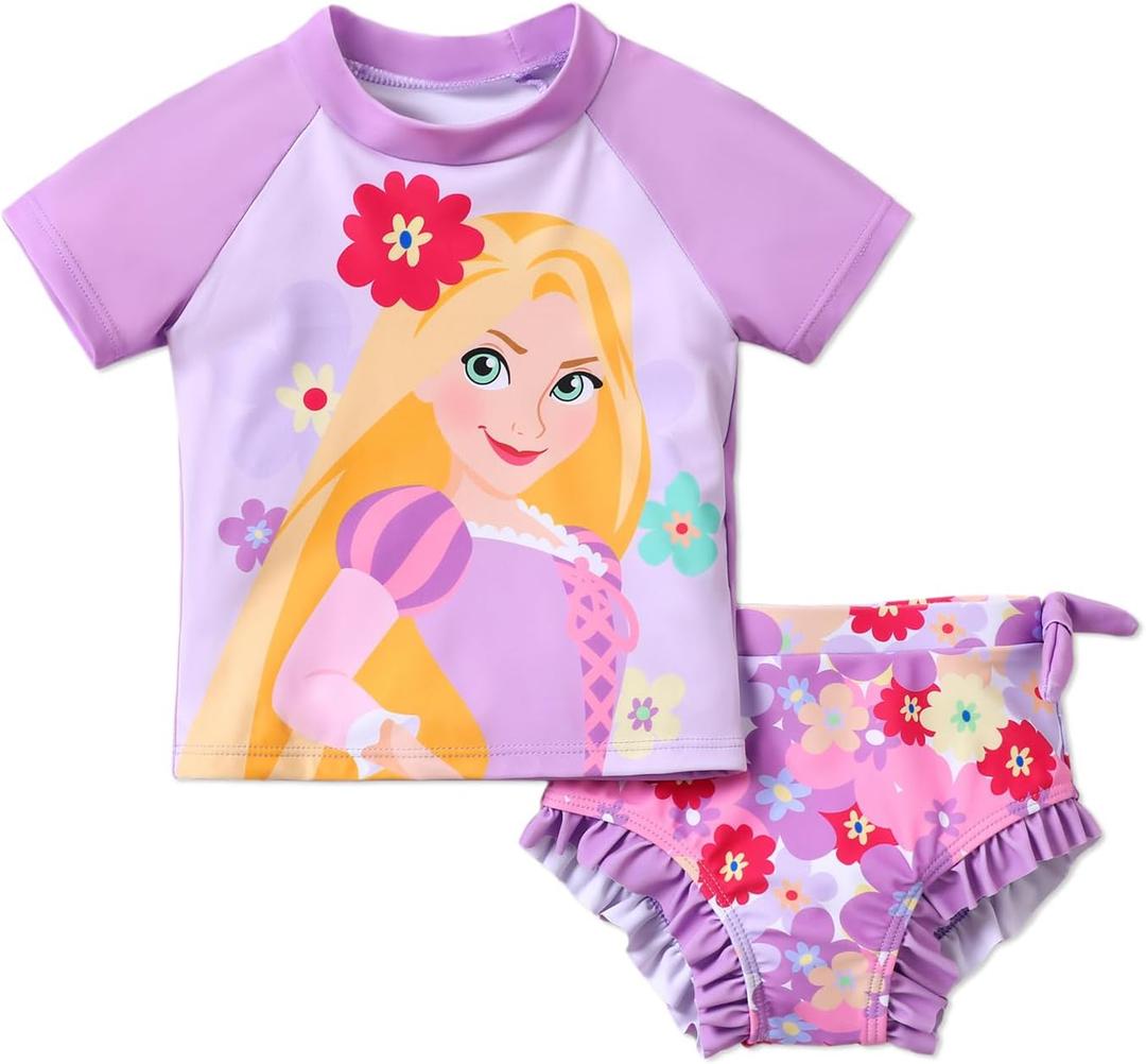 Disney Princess Frozen Marvel Elsa Minnie Toddler Girl Swimsuit Tankini Bathing Suit 2 Piece Swimwear UPF 50+ Rashguard 4-5Y