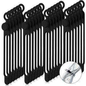 Nuanchu 40 Pcs Silicone Cable Ties Reusable Holder Adjustable Straps Multipurpose Charging Cable Organizer for Fastening Charging Cords Wires(7.1 Inch,Black)