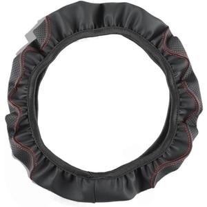 Leather Car Steering Wheel Cover Universal Standard Size 14.5-15 Inch Anti-Slip, Soft, Breathable, Car Wheel Cover Protector for Most Cars(Red line) (38CM)