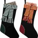 Kigeli 2 Pcs Magic Christmas Stockings 18 Inch Multicolor Wizard Christmas Stockings Hanging Xmas Stocking for Family Holiday Season Decor