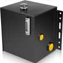 15-Gallon Hydraulic Fluid Reservoir Oil Tank for Tractors, Trucks & Log Splitters w/Breather Strainer Fill Cap, Built-in Temp Gauge & Sight Gauge, Heavy Duty 14 Gauge Steel, Vertical Mount