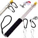 6.56FT Portable Handheld Flag Pole for Carrying Stainless Steel Telescopic Tour Guide Lightweight Extendable Pointer with Anti-Slip Grip with 4 Clips Stainless Steel Flag Pole Ring for 3x5 Flag