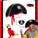 M&G House Halloween Pirate Hats Caribbean Black Pirate Cap Pirate Accessories Funny Party Hat Fancy Dress Adult Kid (Black Bonnet Parrot)