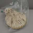 Capslpad Wood Beaded Flush Mount Ceiling Light Antique Rustic Mini Chandelier 3-Light White Boho Light Fixture for Dining Room,Nursery Room,Bedroom,Girl Room,Hallway,Entryway,Passway