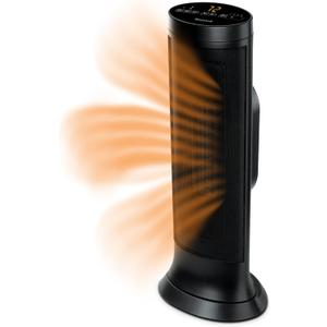 Honeywell Slim Ceramic Tower Heater, Large Room, Black  Easy to Use  Slim Space Heater with Two Heat Settings