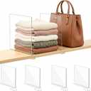 SortNStore Shelf Dividers Purse Organizer for Closet: 11-inch Tall(Extra Tall) Acrylic Sweater Organizer - Upgraded Extra Height for Large Handbags, Totes, Clothes, Towels on Wood Shelves 4-Pack