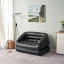Inflatable Sofa Bed for Camping, Pool Float Couch Outdoor Mattress Bed with Armrest, Full Size, Black