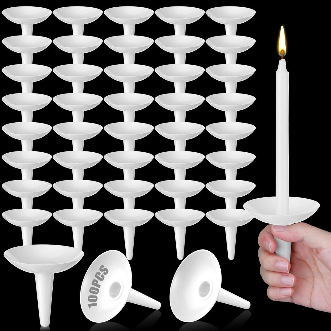 100 Pcs Candlelight Service Bulk, Church Vigil Plastic Candle Holders, Candlelight Service Drip Protectors Convenient for Church, Vigil, Memorial, Christmas Eve, Wedding, Party Candles