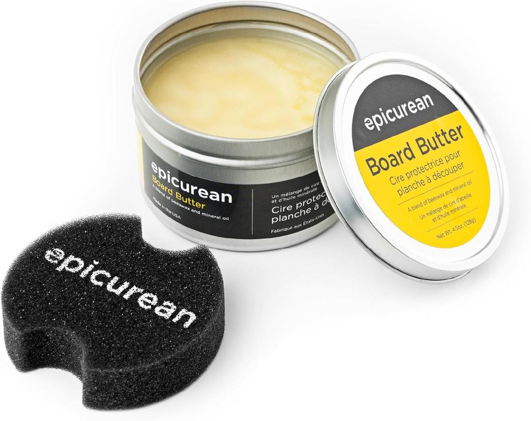 Epicurean Board Butter - Cutting Board and Utensil Conditioning and Restoring Formula, Made in the USA (3"L x 3"W)
