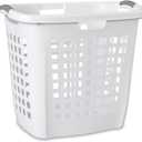 Sterilite Ultra Easy Carry Laundry Hamper, Comfort Handles to Easily Carry Clothes Between the Bedroom and Laundry Room, Plastic, White, 4-Pack