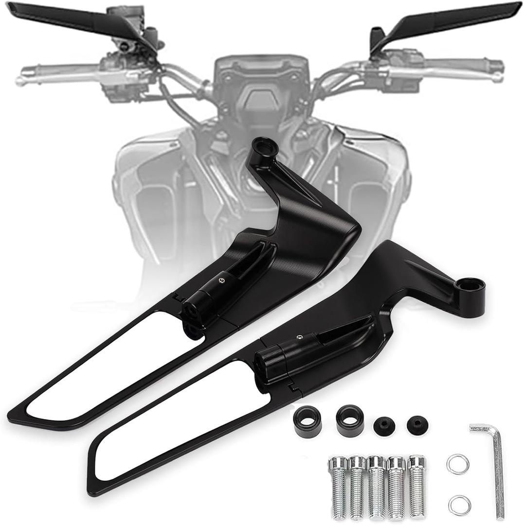 XINGWU Motorcycle Mirrors Adjustable Rotating Rear View Mirror Stealth Wind Wing Side Mirror for Z400 Z650 Z900 1290 Super Duke R Evo ABS 390 Duke Street Bike (Normal)