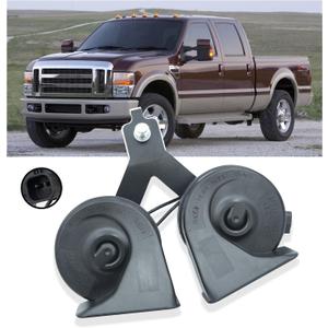 Dual Track Horn Assembly With Bracket Waterproof Compatible with Ford F250 F350 F450 F550 2008-2010 E150 E250 E350 E450 2005-2014 12V 410Hz Replace OE 8C2Z-13832-C 8C2Z13832C