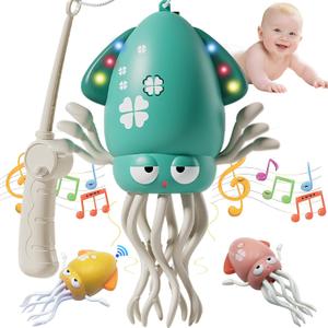 Electric Crawling Dancing Octopus Toy for Walking Baby Boy Girl 0-6 6-12 12-18 Months, Infant Tummy Time Musical Magic Dancing Squid Toy for 3 4 5 6 7 8 9 10 11 12 Toddler 1st Birthday Gift (Green)