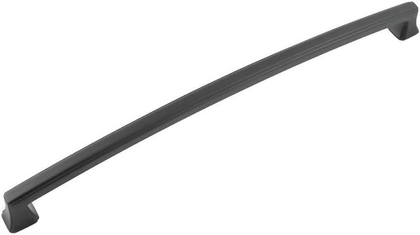 Hickory Hardware 5 Pack Solid Core Kitchen Cabinet Pulls, Luxury Cabinet Handles, Hardware for Doors & Dresser Drawers, 12 Inch Hole Center, Matte Black, Bridges Collection