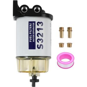 Fuel Filter Water Separator replacement for Marine Outboard Motor Mercury with 3/8" Barb x 1/4" NPT brass Fittings Replaces# S3213, S3214, 35-60494-1, S3213, 18-7932-1, 18-17928, 35-809097