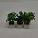 MyGift Set of 3 Artificial Plants, Faux Potted Plants Indoor, Small Fake House Plant in White Square Ceramic Pots for Shelf Decor