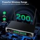 Wireless UHF Microphone System,W/2 Handhelds,Auto Scan,2x50 UHF Frequencies,200ft Range,Dynamic Microphone for Singing,Karaoke,Church