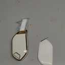 QBUC for Kia Key fob Cover,Soft TPU 360Car Key Case Protector with Leather Keychain Compatible with Kia Telluride 2023/2024 5 Buttons Smart Key (White) (Gold Edge - White)