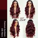 Burgundy Ombre 26 Inch HD Lace Front Wigs for White Women Black Women - Pre Plucked Body Wave Synthetic Wig with Tiny Knots 136 Pre Layered Natural Hairline Glueless Wigs Wear and Go
